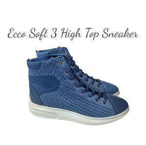 Ecco Women’s Soft 3 High Top Blue Sneaker